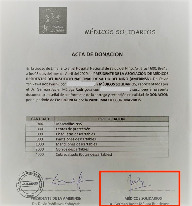 Germán Málaga es el fundador de Médicos Solidarios, entidad que recibe donativos para obras benéficas aunque aún no tenga categoría de ONG.