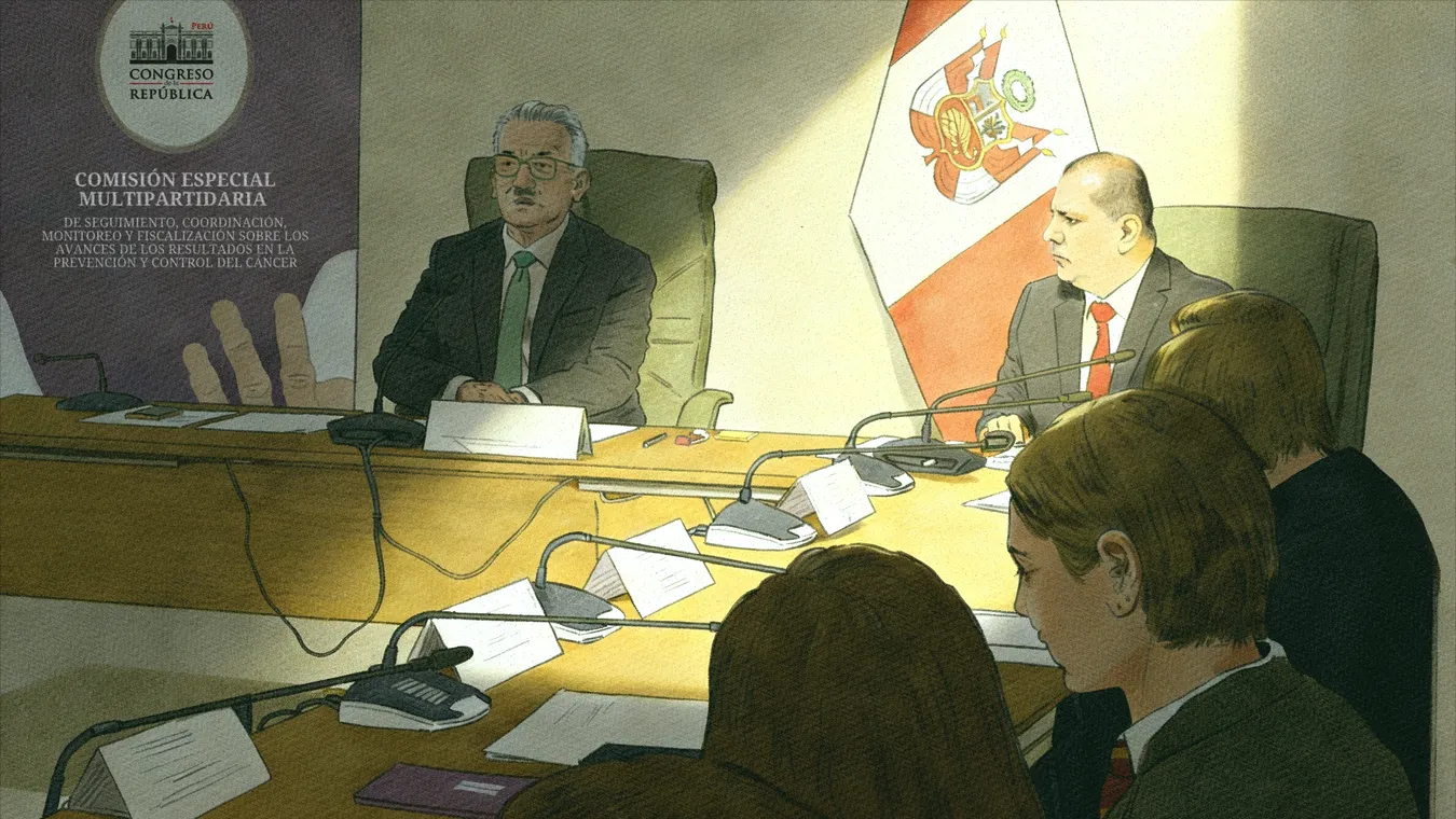 Ilustración de Víctor Palacios Cabrejos en una comisión del Congreso