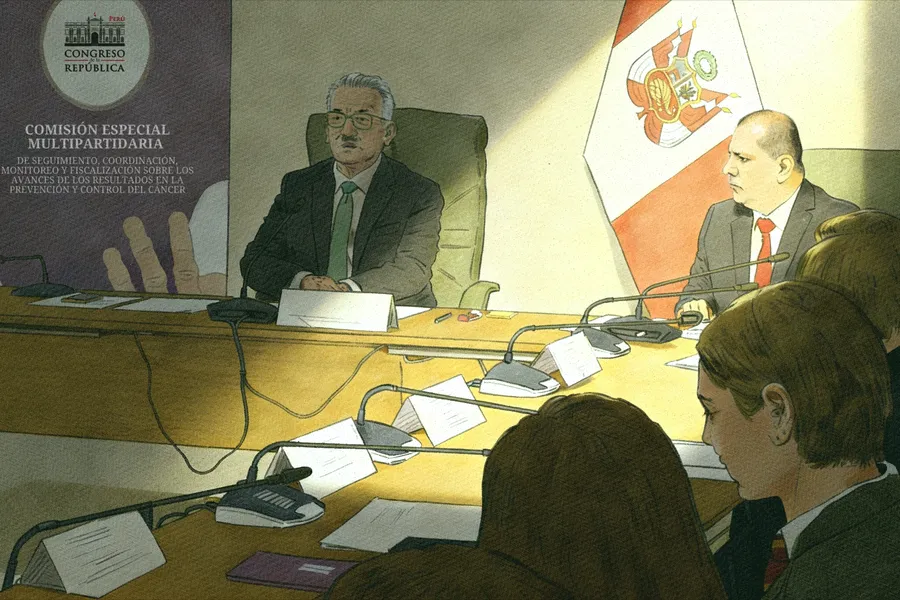 Ilustración de Víctor Palacios Cabrejos en una comisión del Congreso