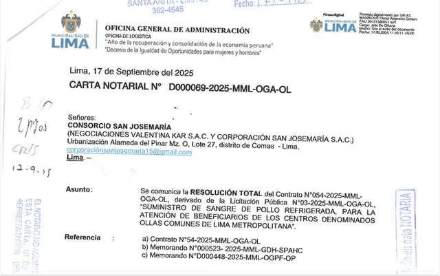 Resolución de Contrato MML - Consorcio Josemaria- 1