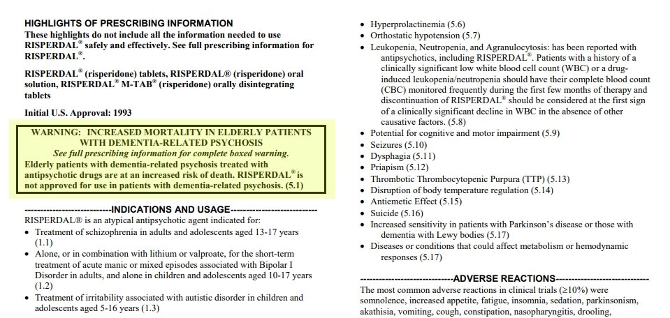 Risperdal warning