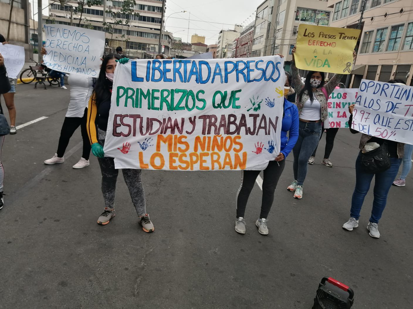 Uno de los tres plantones organizados por Flor Puente, directora del fanpage Presos del Perú, frente al Poder Judicial