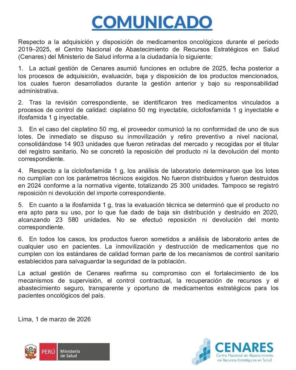 comunicado-cenares-1 de marzo 2026