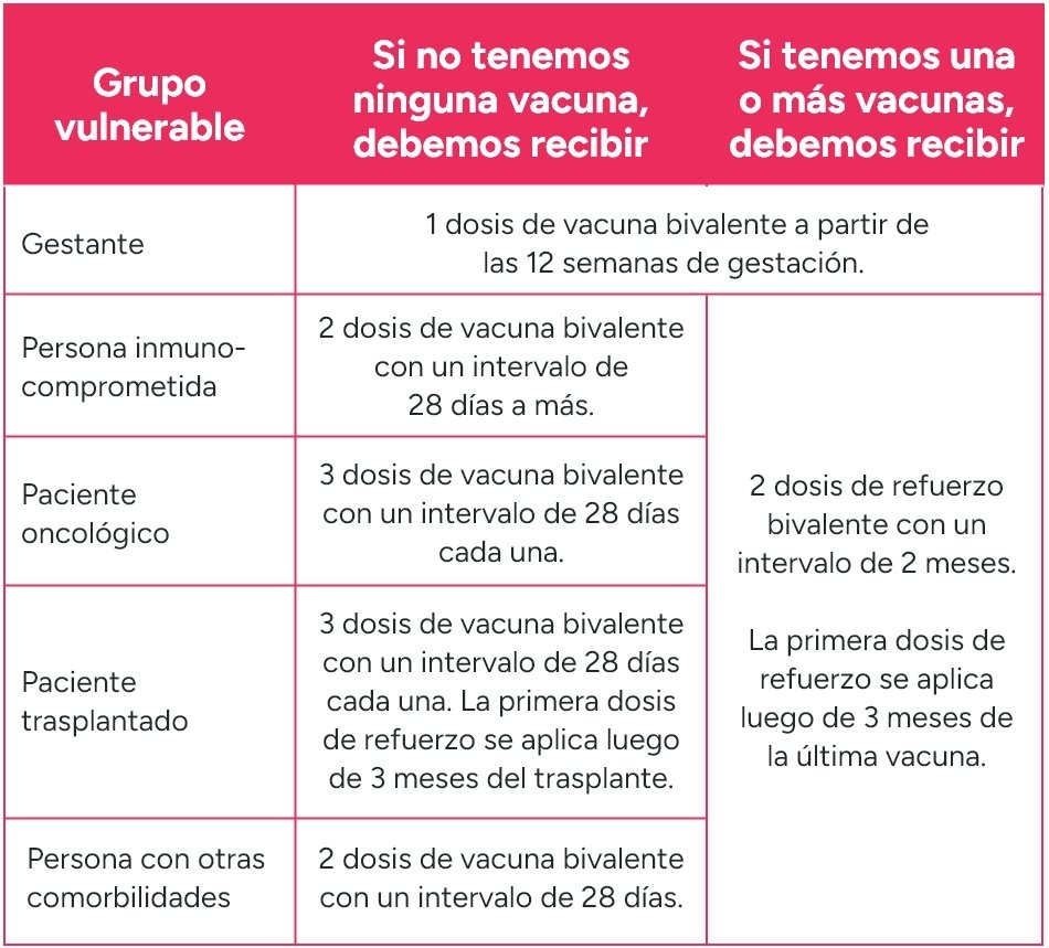 esquema vacuna bivalente grupo vulnerable