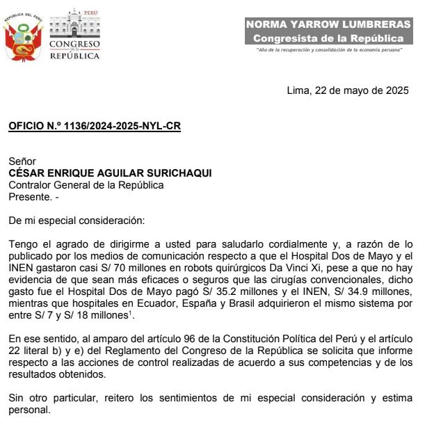 oficio congresista