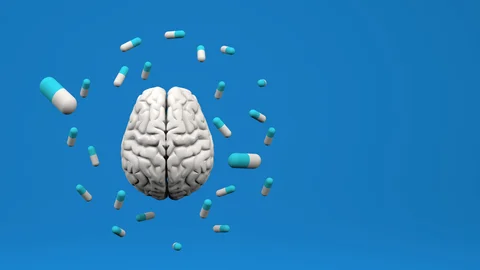 the-brain-is-surrounded-by-pills3d-rendering